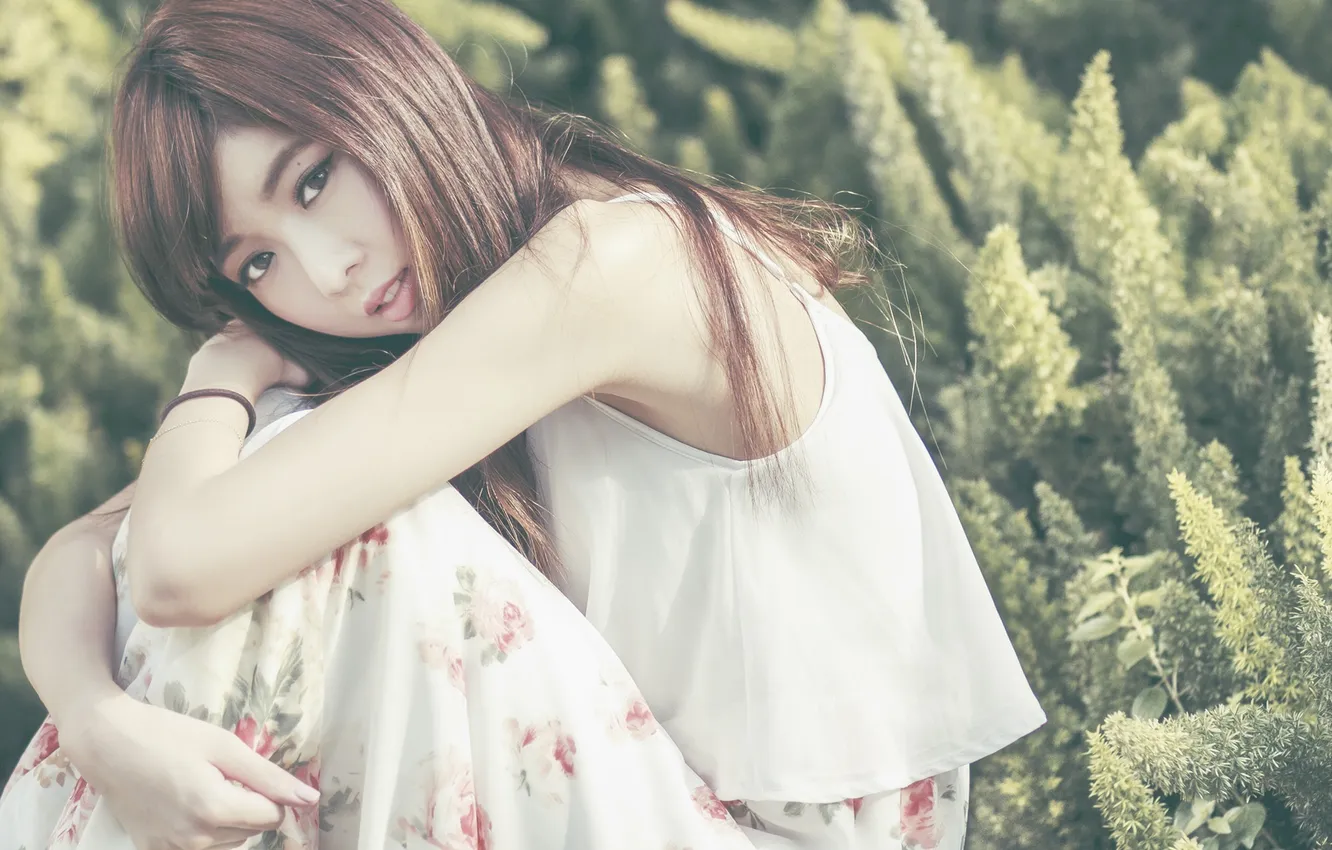 Photo wallpaper girl, dress, Asian