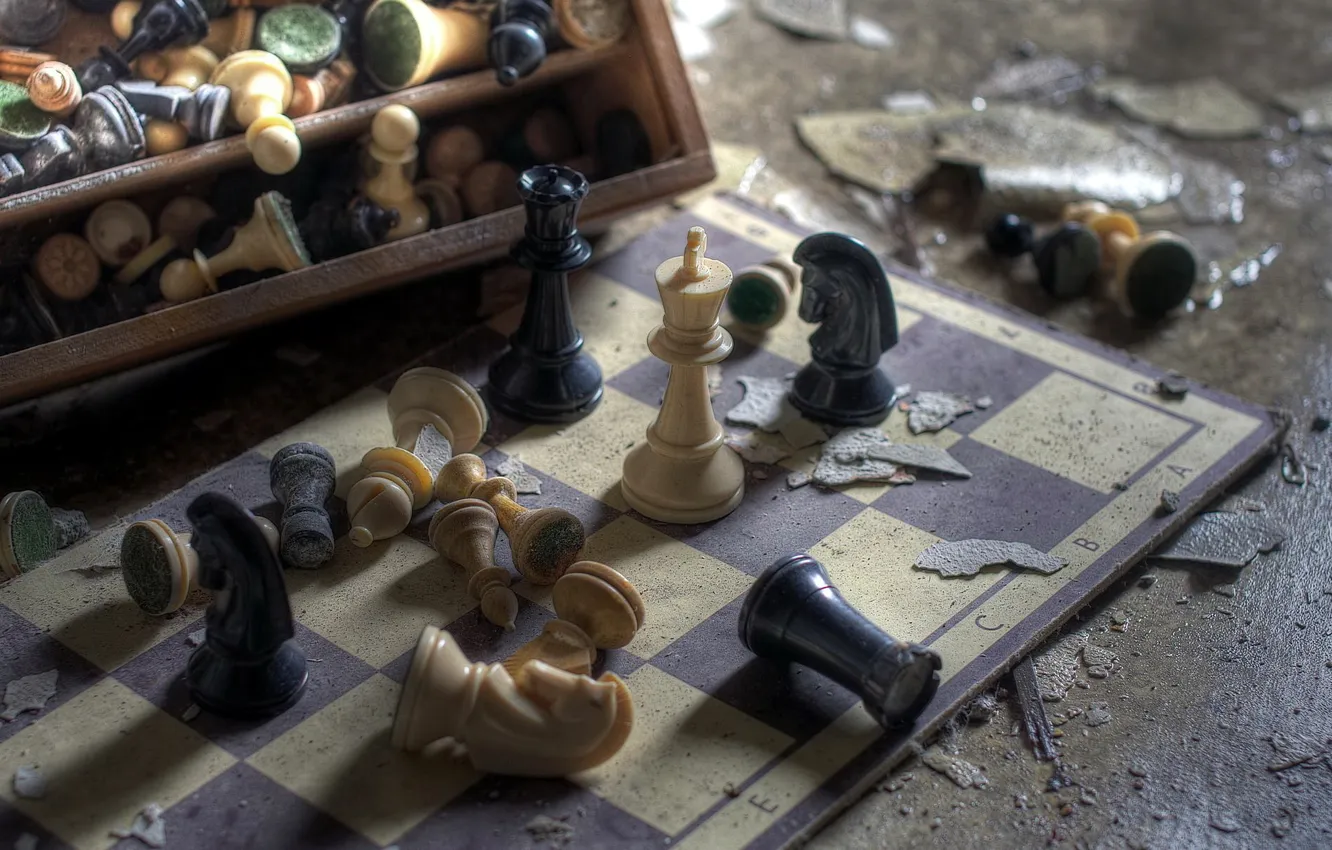 Photo wallpaper Board, chess, figure