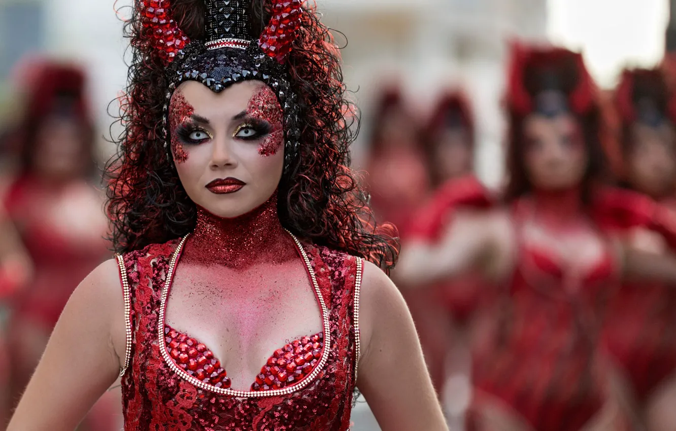 Photo wallpaper look, girl, decoration, style, Shine, makeup, costume, zombies
