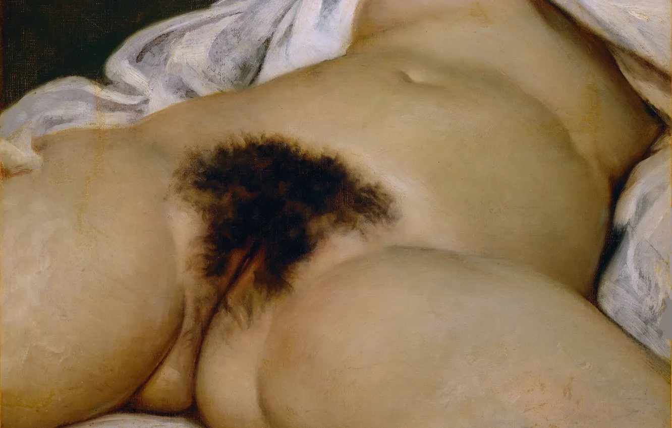 Photo wallpaper Girl, Picture, Naked, Gustave Courbet, Puszcza piska, Gustave Courbet, French painter, The origin of the …