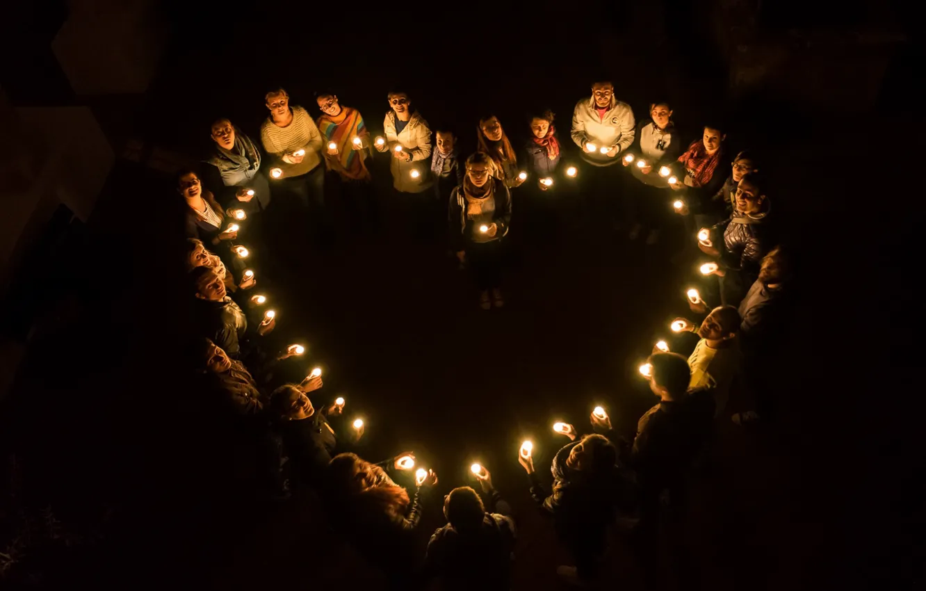 Photo wallpaper memory, heart, candles, All saints day, Heartween