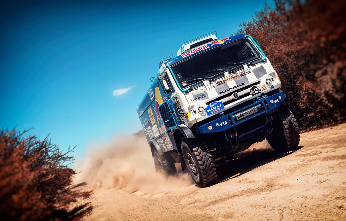Photo wallpaper race, sport, speed, dust, Truck, Master, Russia, the front