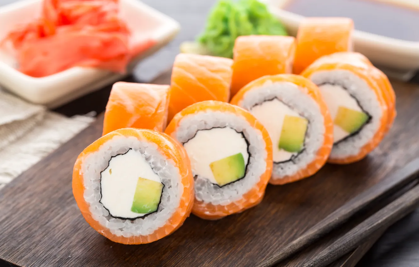 Photo wallpaper Sushi, Food, Seafood, Rolls