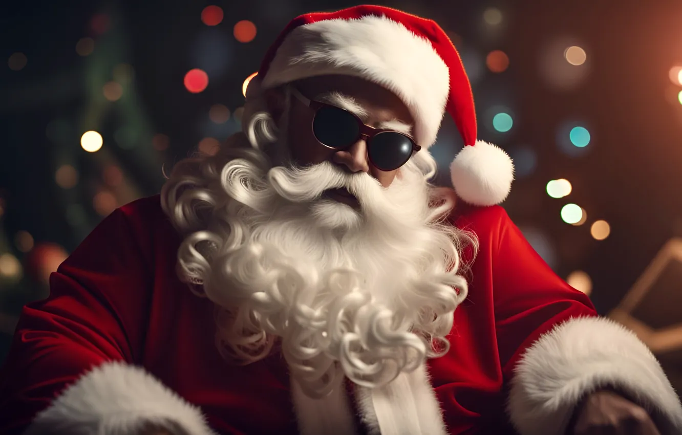 Photo wallpaper look, face, lights, pose, new year, portrait, Christmas, Santa Claus