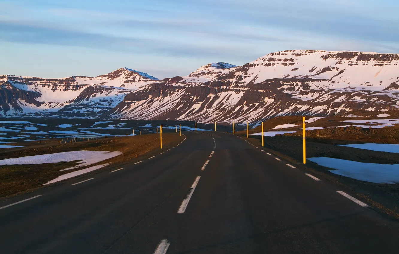 Photo wallpaper road, landscape, mountains