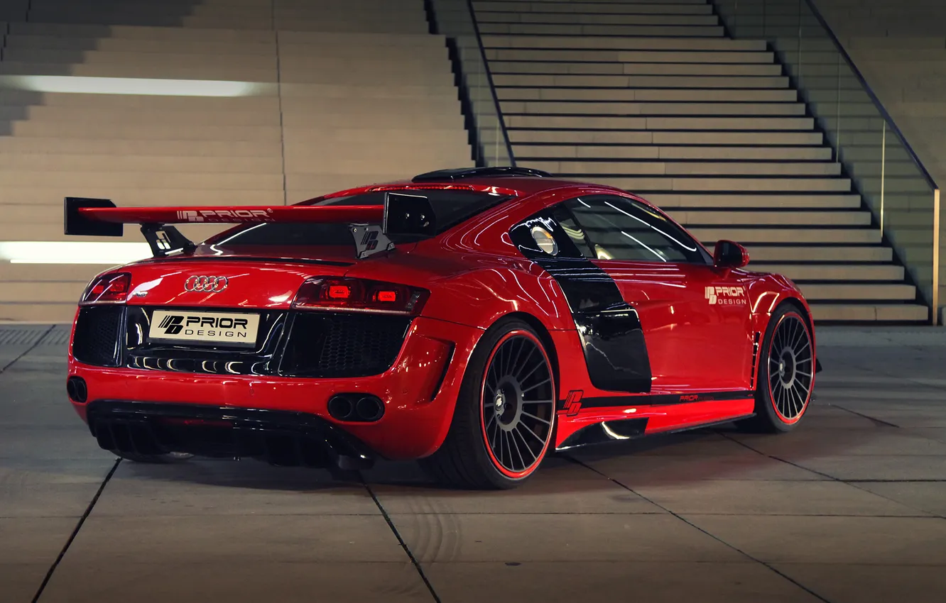 Photo wallpaper car, machine, Audi, red, tuning, back, Prior-Design, GT650