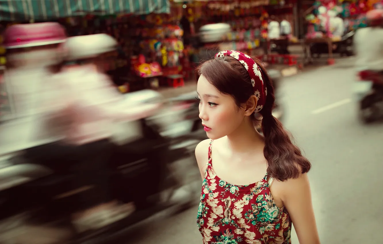 Photo wallpaper street, blur, East, street style, Moon Festival