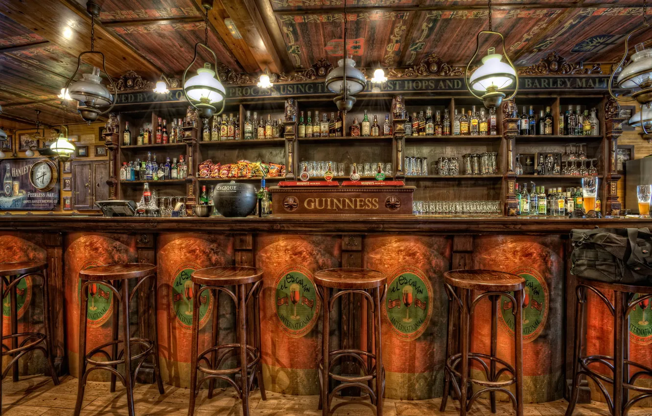 Photo wallpaper chair, bar, alcohol, bar, stand, guinness, bar, pub