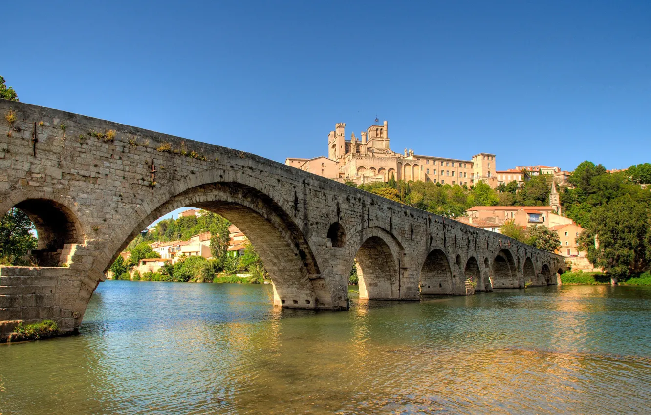 Photo wallpaper bridge, river, France, Beziers