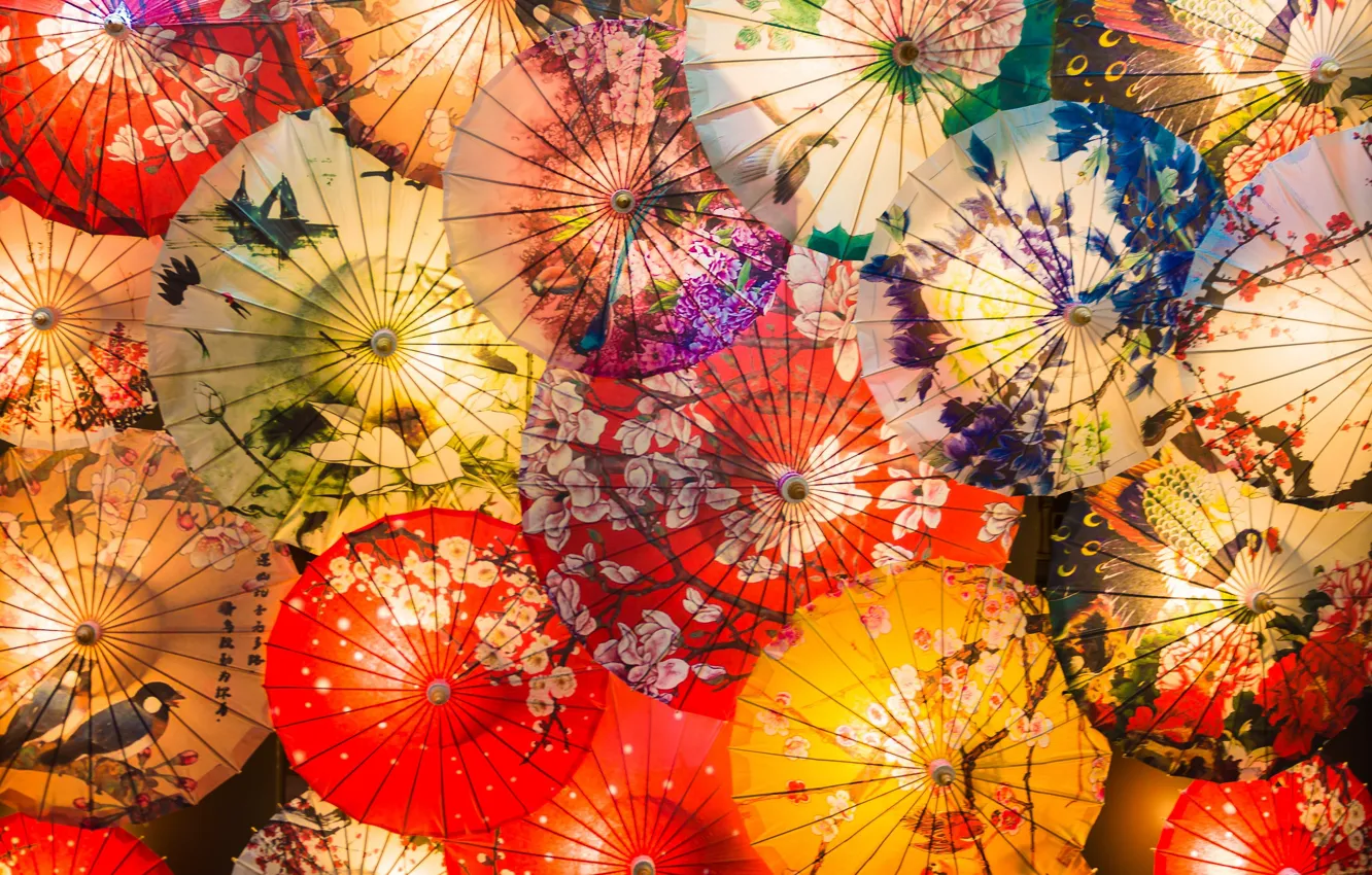 Photo wallpaper umbrella, pattern, a lot, by Rikitza