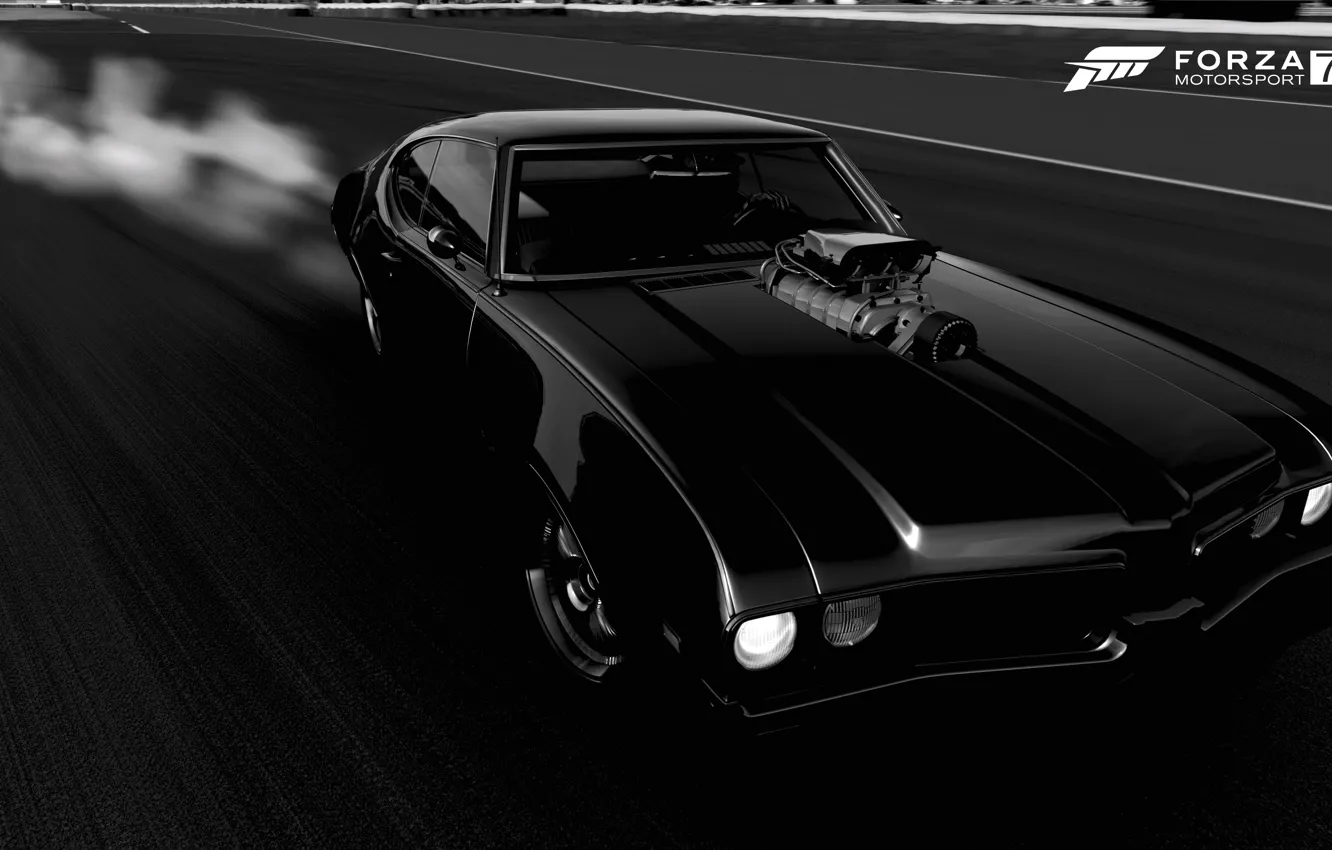Photo wallpaper car, black & white, HDR, Muscle, drift, game, muscle car, 442