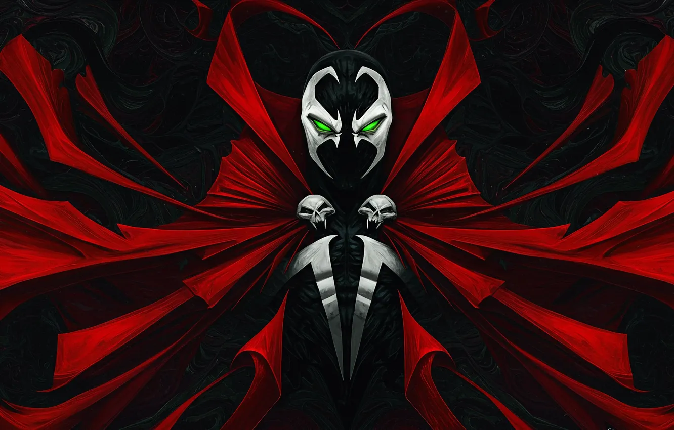 Photo wallpaper abstract, spawn, red cape, AI Art
