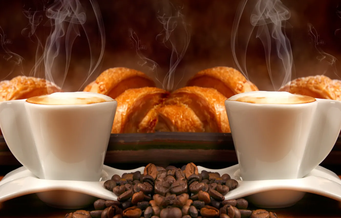 Photo wallpaper coffee, cream, coffee beans, aroma, foam, tube