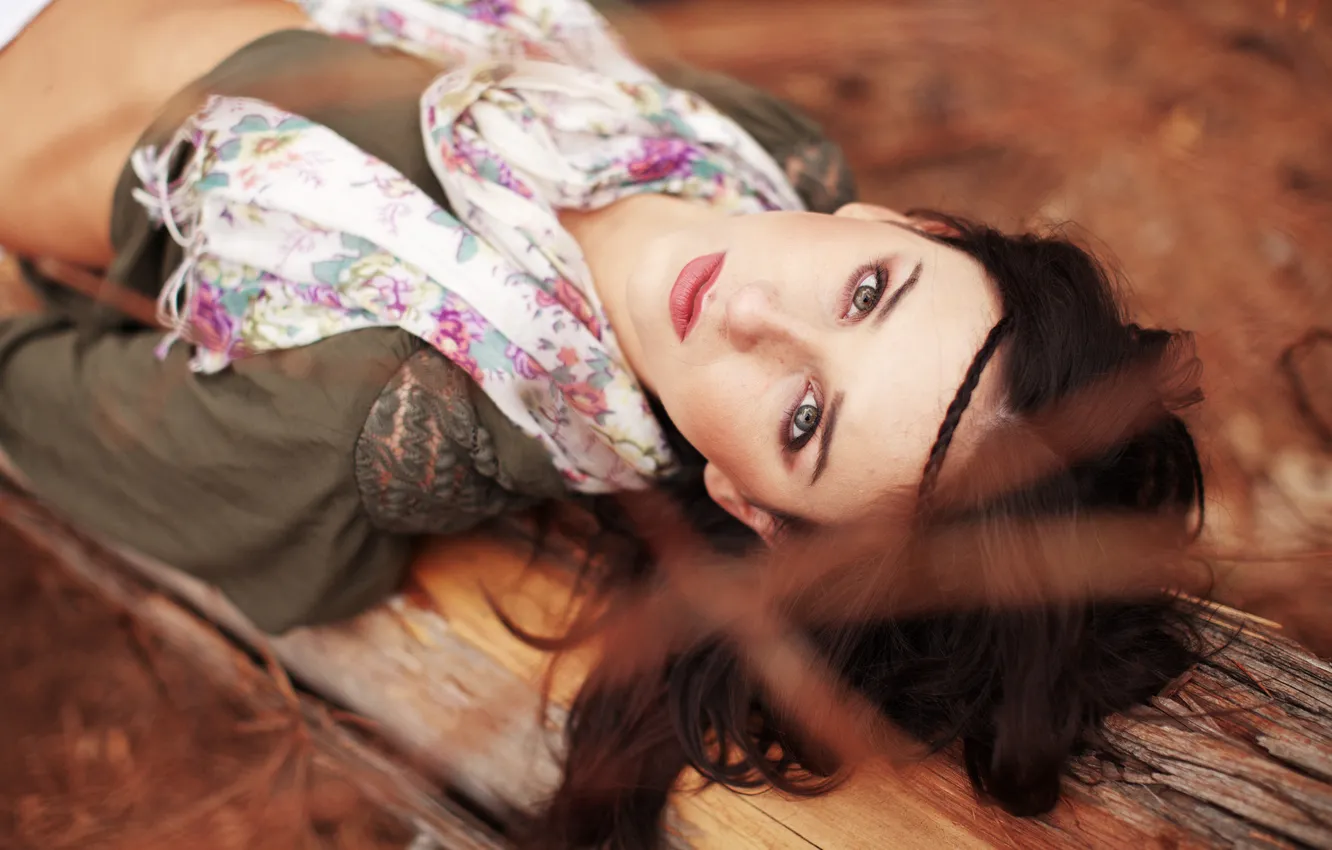 Photo wallpaper look, girl, brunette, lies, Ashley