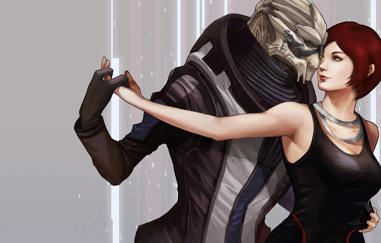 Photo wallpaper dress, mass effect, dance, Shepard, Garrus Vakarian