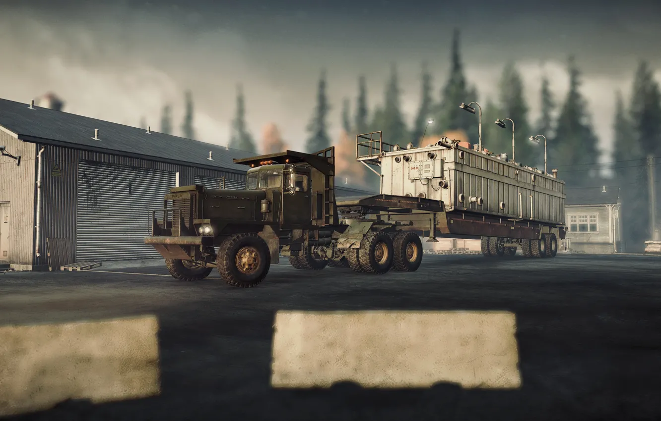 Photo wallpaper HDR, game, trees, truck, building, Michigan, UHD, XBox One X