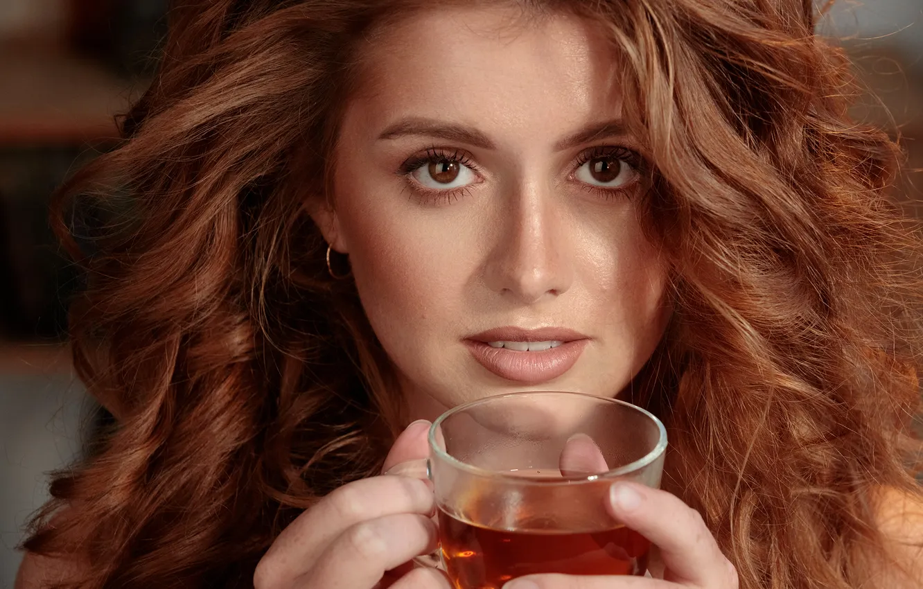 Photo wallpaper portrait, red, Olya, Alexander Kalinin