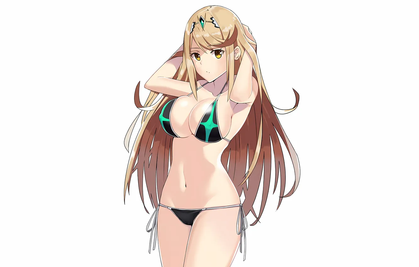Photo wallpaper girl, sexy, cleavage, erect nipples, long hair, boobs, sexy girl, anime