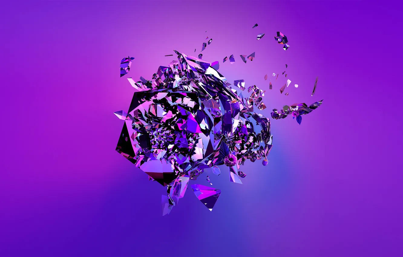 Photo wallpaper abstraction, berries, blue, abstraction, berries, Justin Maller, mirror fragments, Justin Muller