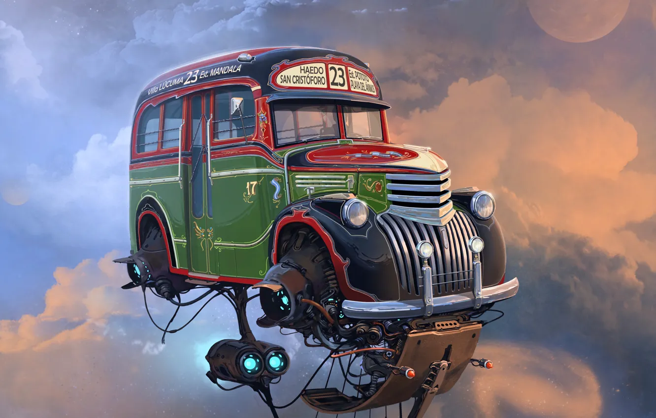 Photo wallpaper car, future, sky, art, miscellaneous, fiction, Alejandro Burdisio