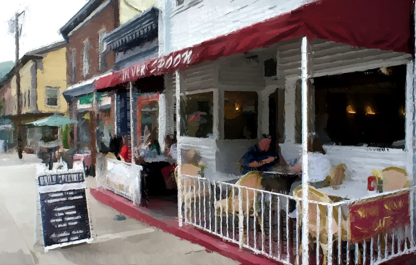 Photo wallpaper art, painting, cafe, Cold Spring, Cold Spring Cafe