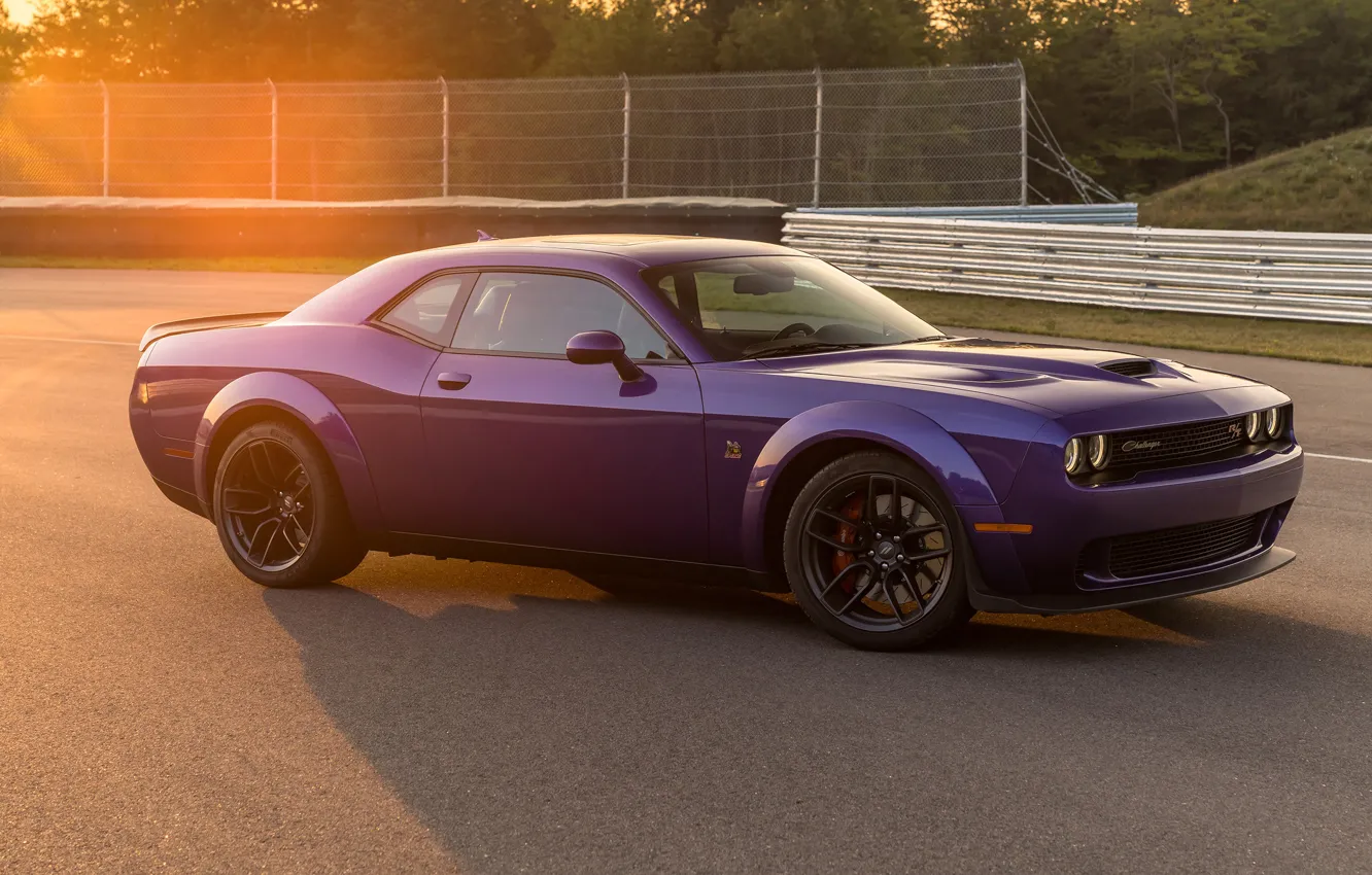 Photo wallpaper Dodge, Challenger, side view, challenger rt, Widebody, Scat Pack, 2019