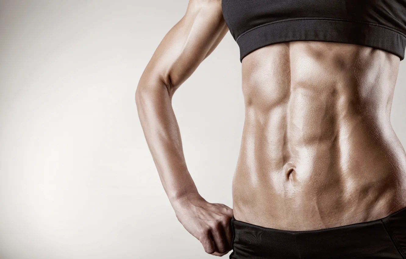 Photo wallpaper women, silhouette, fitness, abs, diets, low body fat