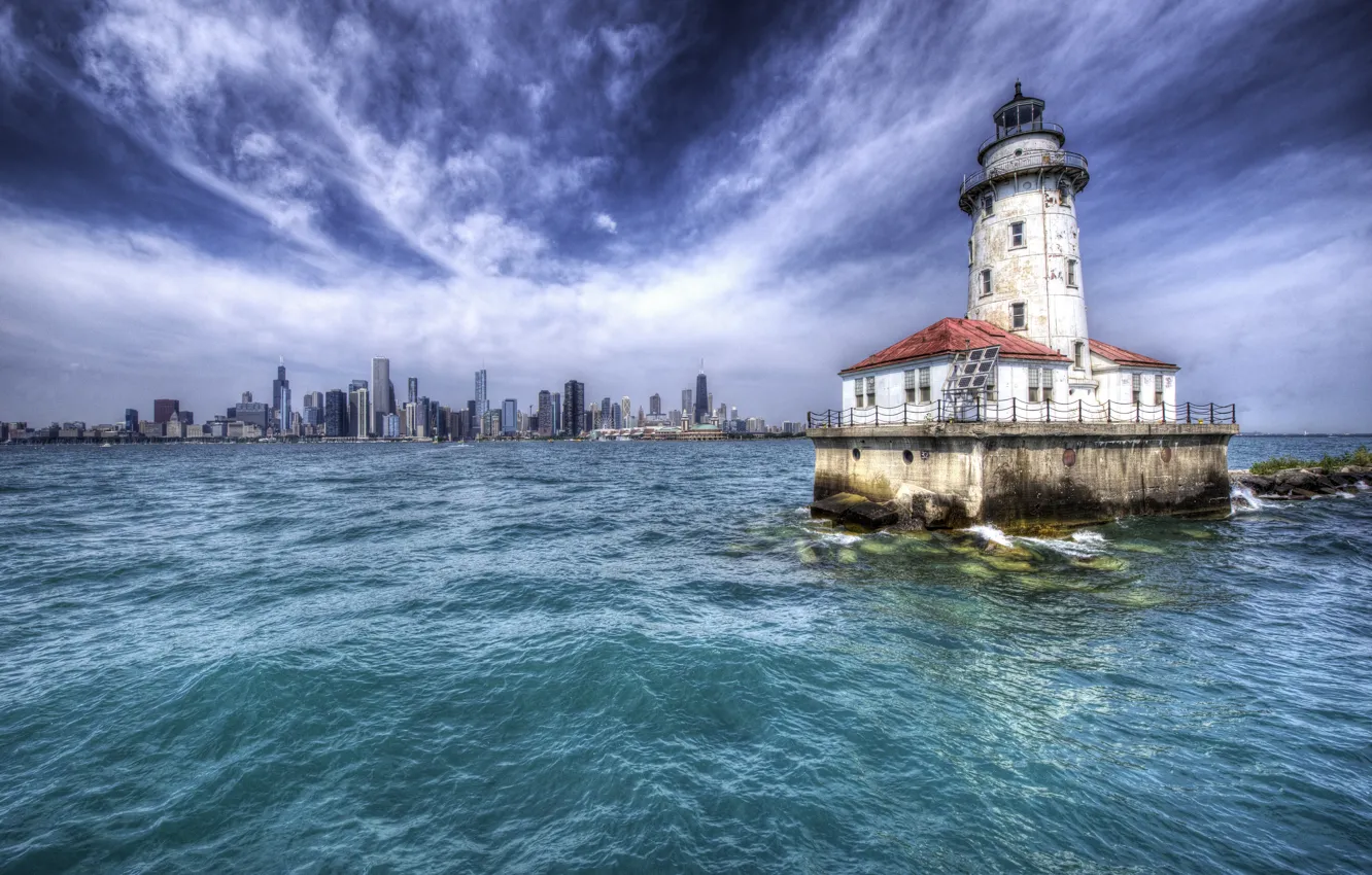 Photo wallpaper USA, Chicago, Illinois, Harbor Lighthouse