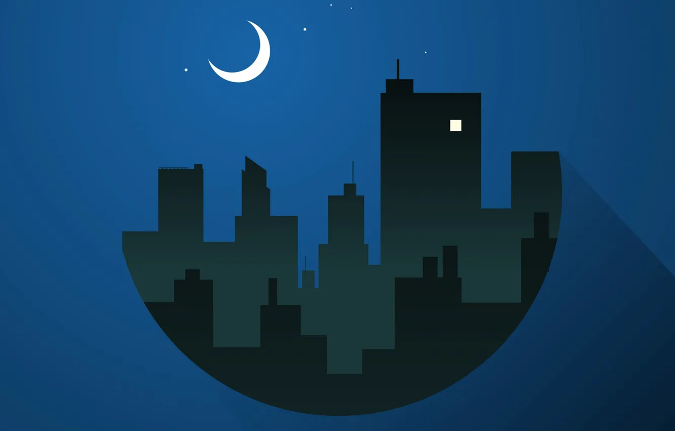 Photo wallpaper night, the city, home, a month, The moon, silhouette