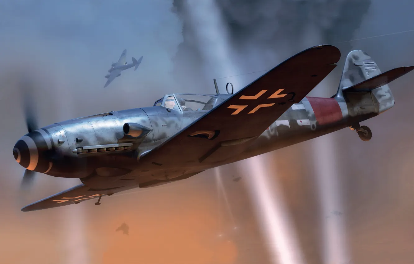 Photo wallpaper Germany, Messerschmitt, Luftwaffe, Piston aircraft, Combat aviation, Bf. 109G-6, Bf. 109G-6/AS