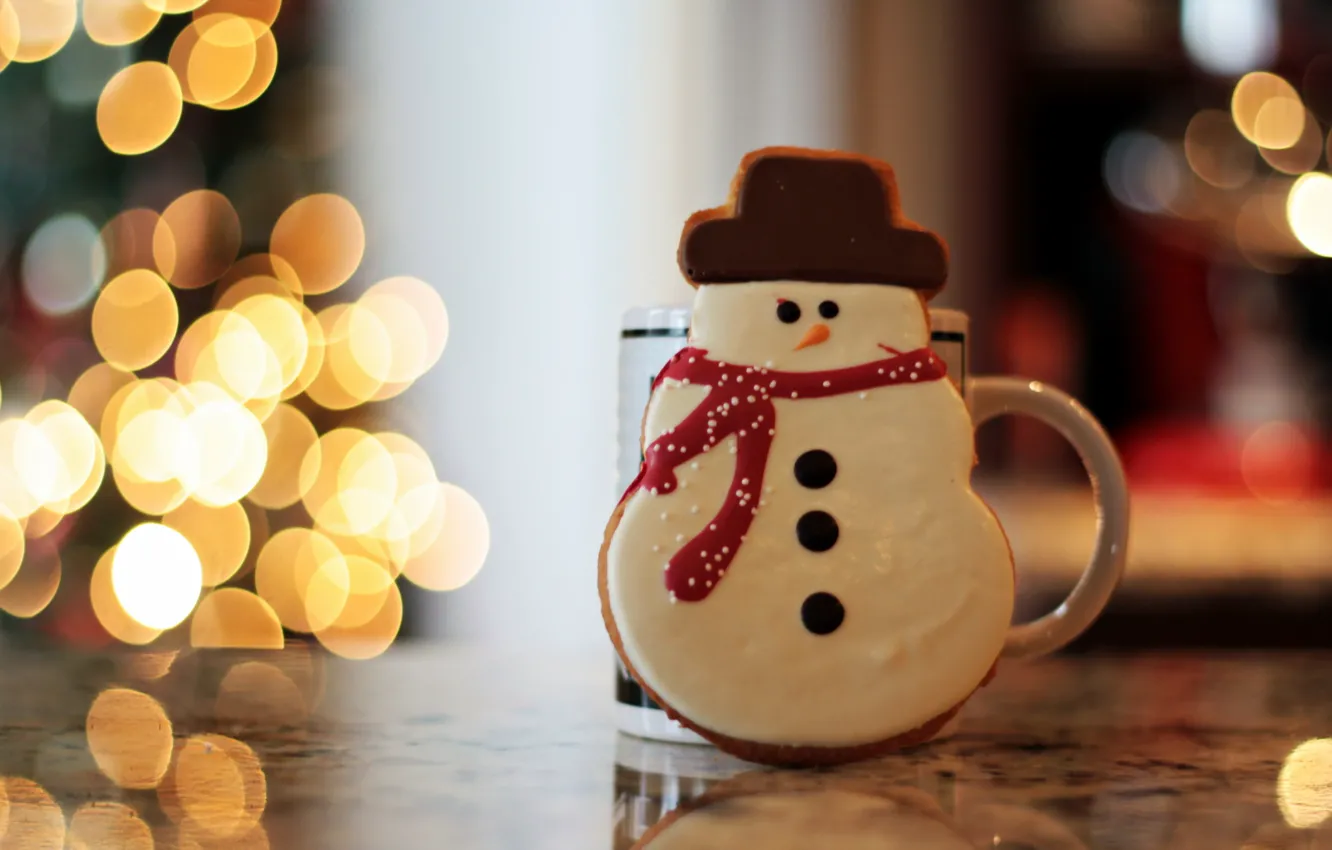 Photo wallpaper holiday, cookies, snowman