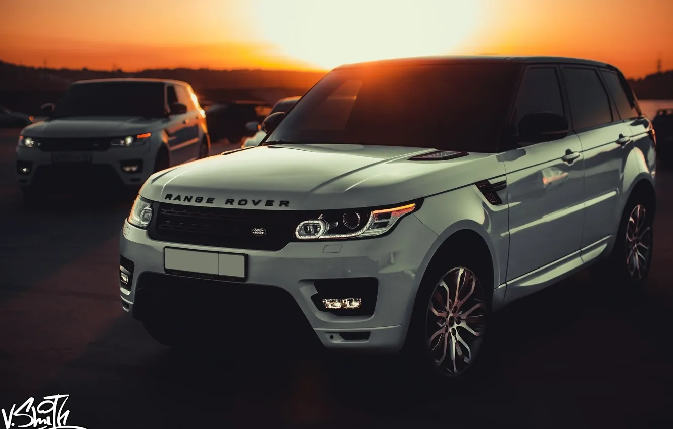 Photo wallpaper machine, auto, sunset, Land Rover, Range Rover, Sport, Vladimir Smith