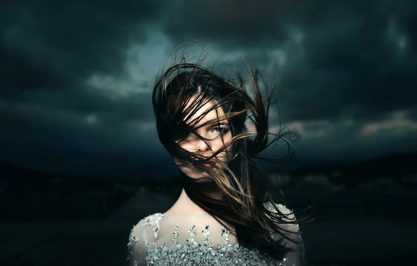 Photo wallpaper the wind, storm, sponge, bad weather, hair