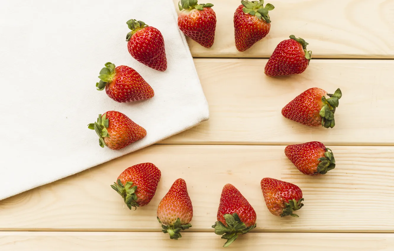 Photo wallpaper berries, strawberry, wood, strawberries
