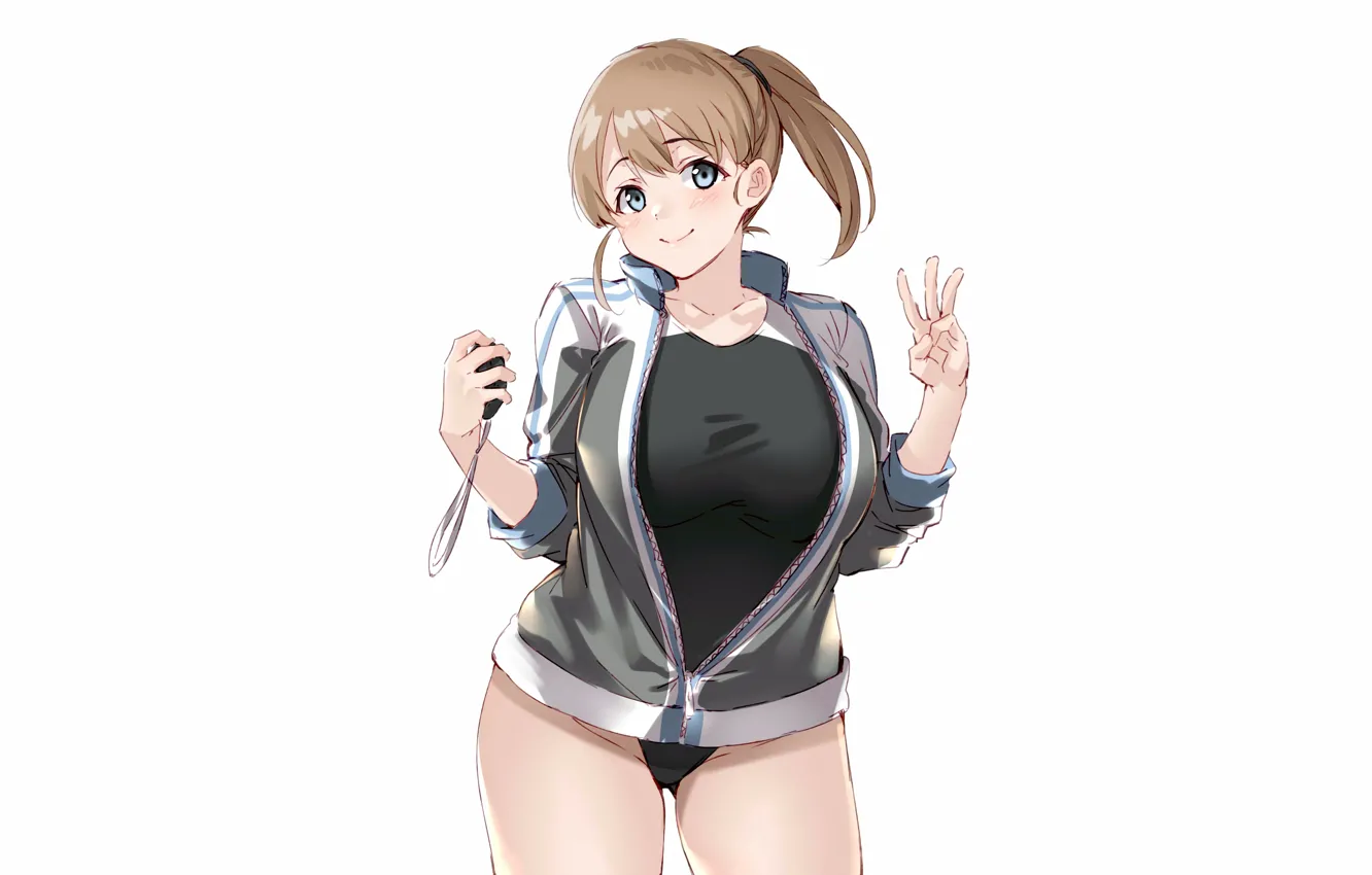 Photo wallpaper girl, sexy, boobs, anime, blue eyes, beautiful, short hair, pretty