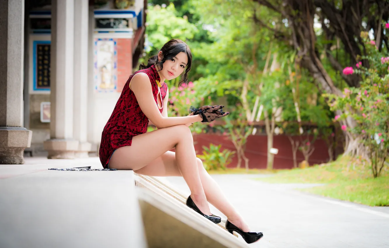 Photo wallpaper look, girl, Asian, cutie, beautiful legs