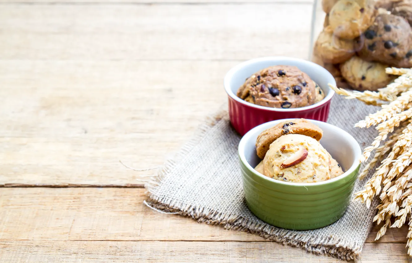 Photo wallpaper food, cakes, cup, cupcakes, raisins, cookie