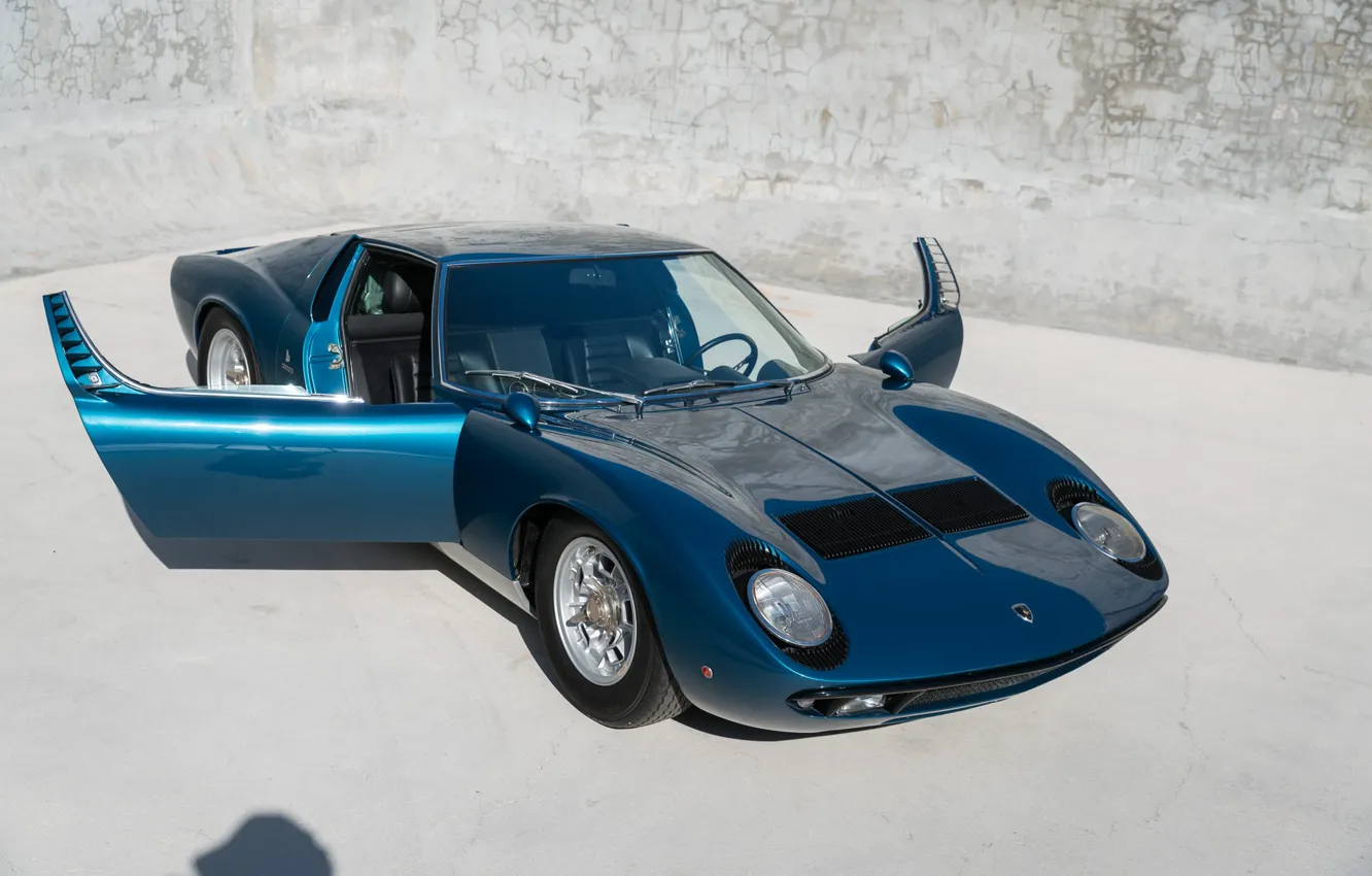 Photo wallpaper Lamborghini, supercar, 1970, Miura, doors, Lamborghini Miura P400 S