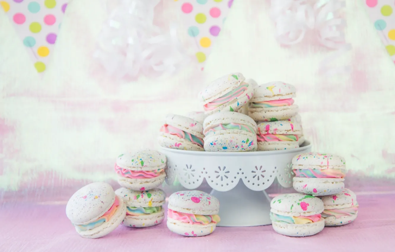 Photo wallpaper cake, colorful, decor, macaroon