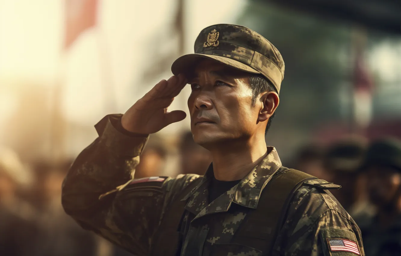 Photo wallpaper look, soldiers, male, USA, helmet, digital art, AI art, The Art of Artificial Intelligence