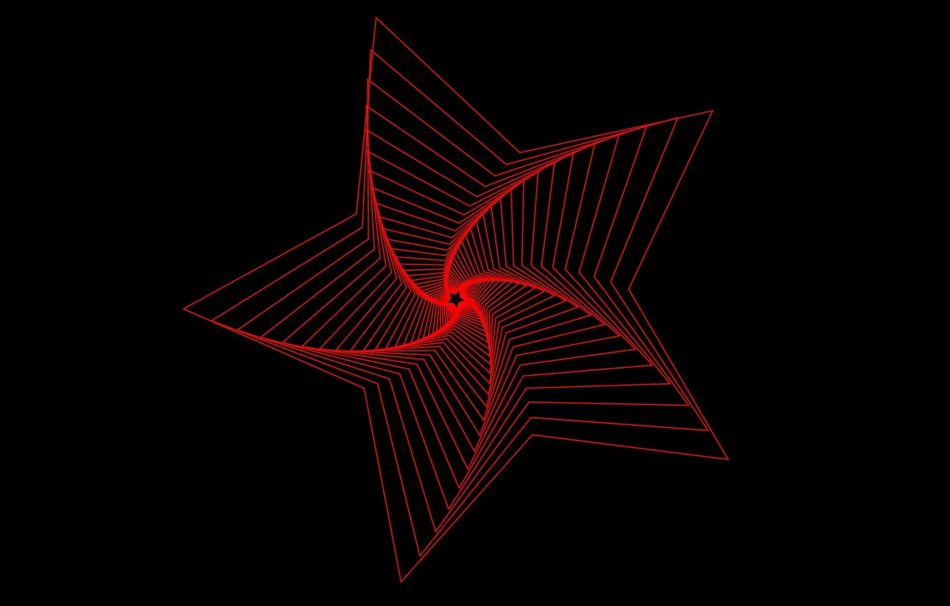 Photo wallpaper star, black background, red lines