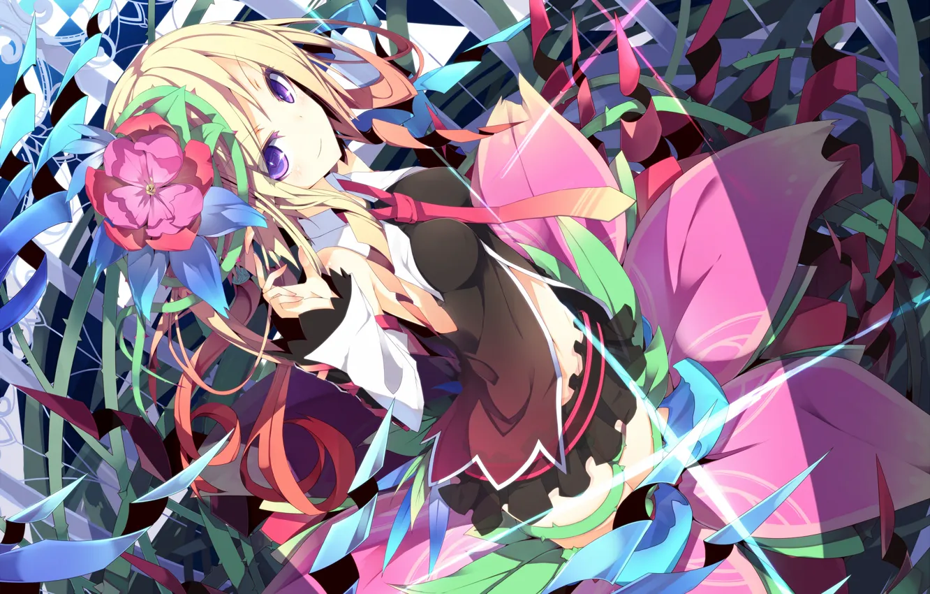 Photo wallpaper girl, flowers, anime, art, tie, ichiyan