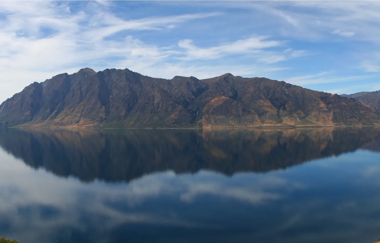 Photo wallpaper the sky, water, landscape, mountains, photo, view, 3200x1200, widescreen wallpapers