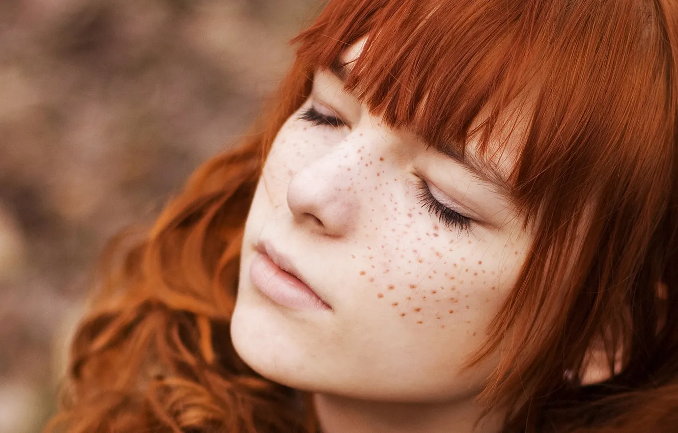 Photo wallpaper portrait, freckles, red