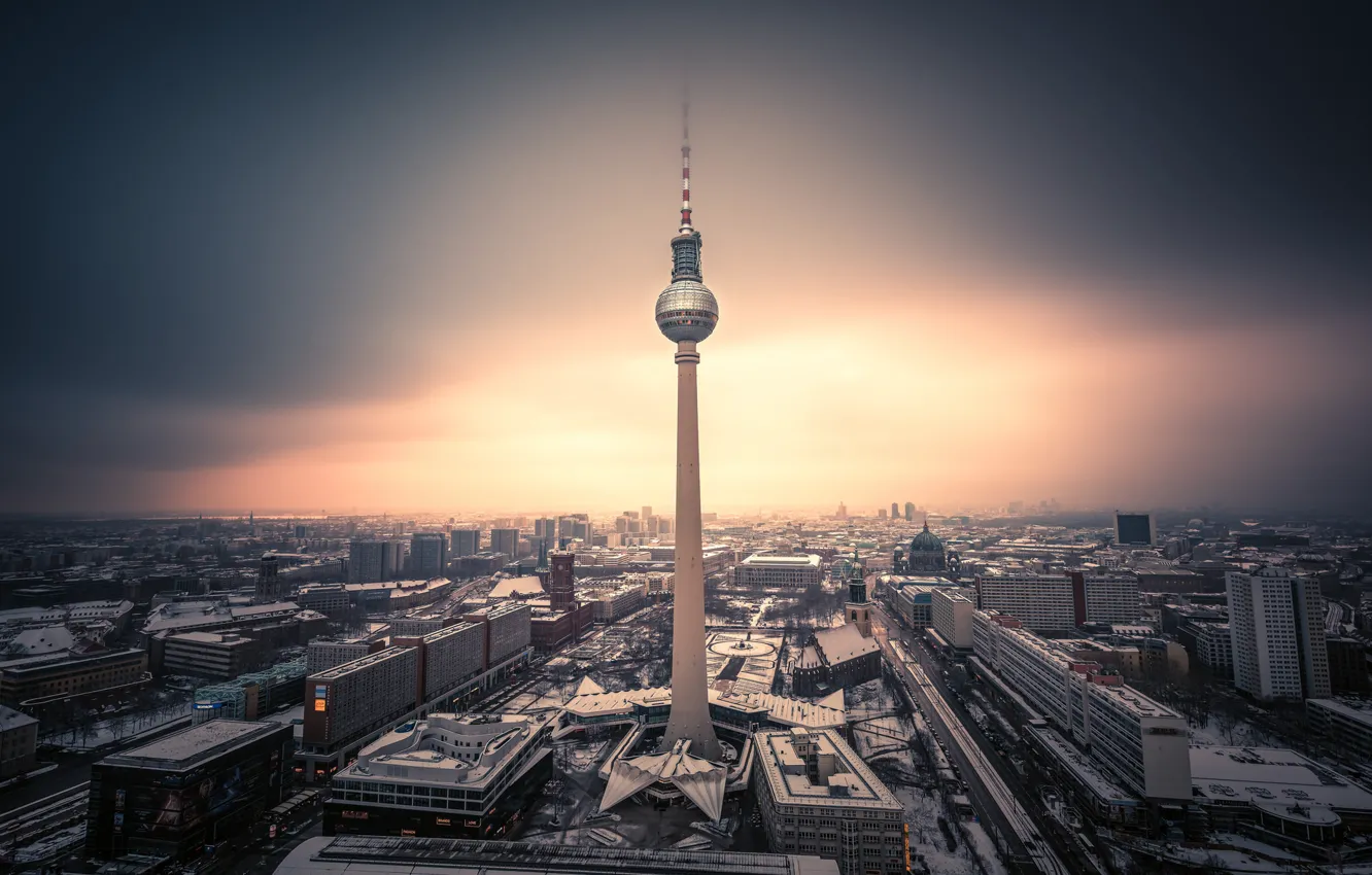 Photo wallpaper tower, Germany, winter, Berlin, TV tower