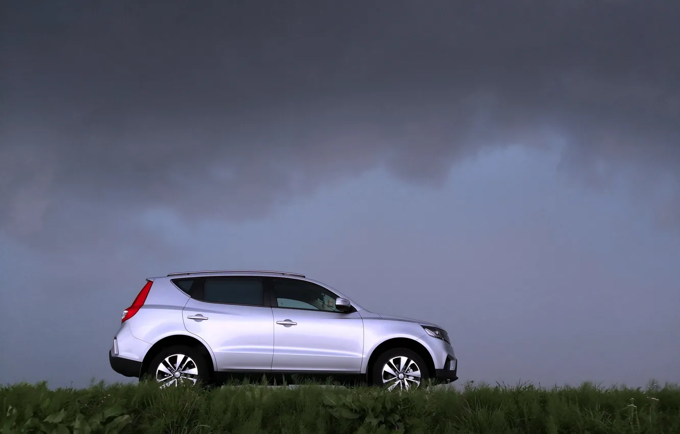 Photo wallpaper the storm, the sky, clouds, car, emgrand x7, geely