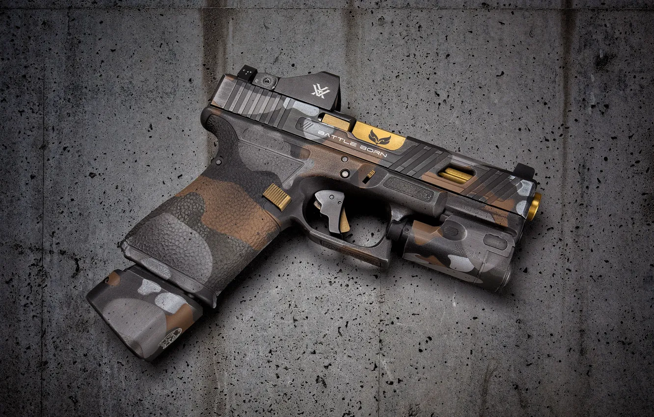 Photo wallpaper gun, background, Glock