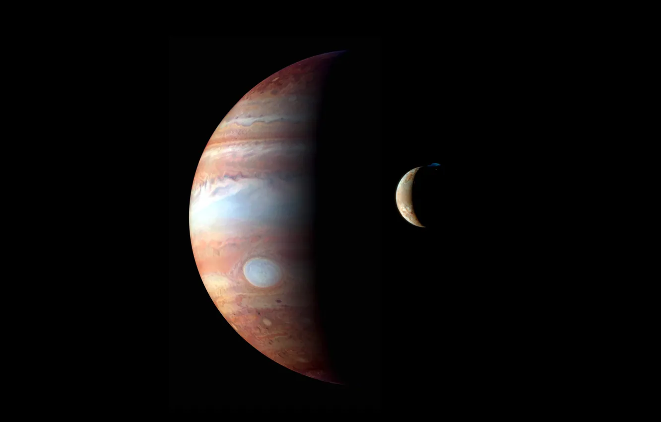Photo wallpaper planet, satellite, Jupiter, Io