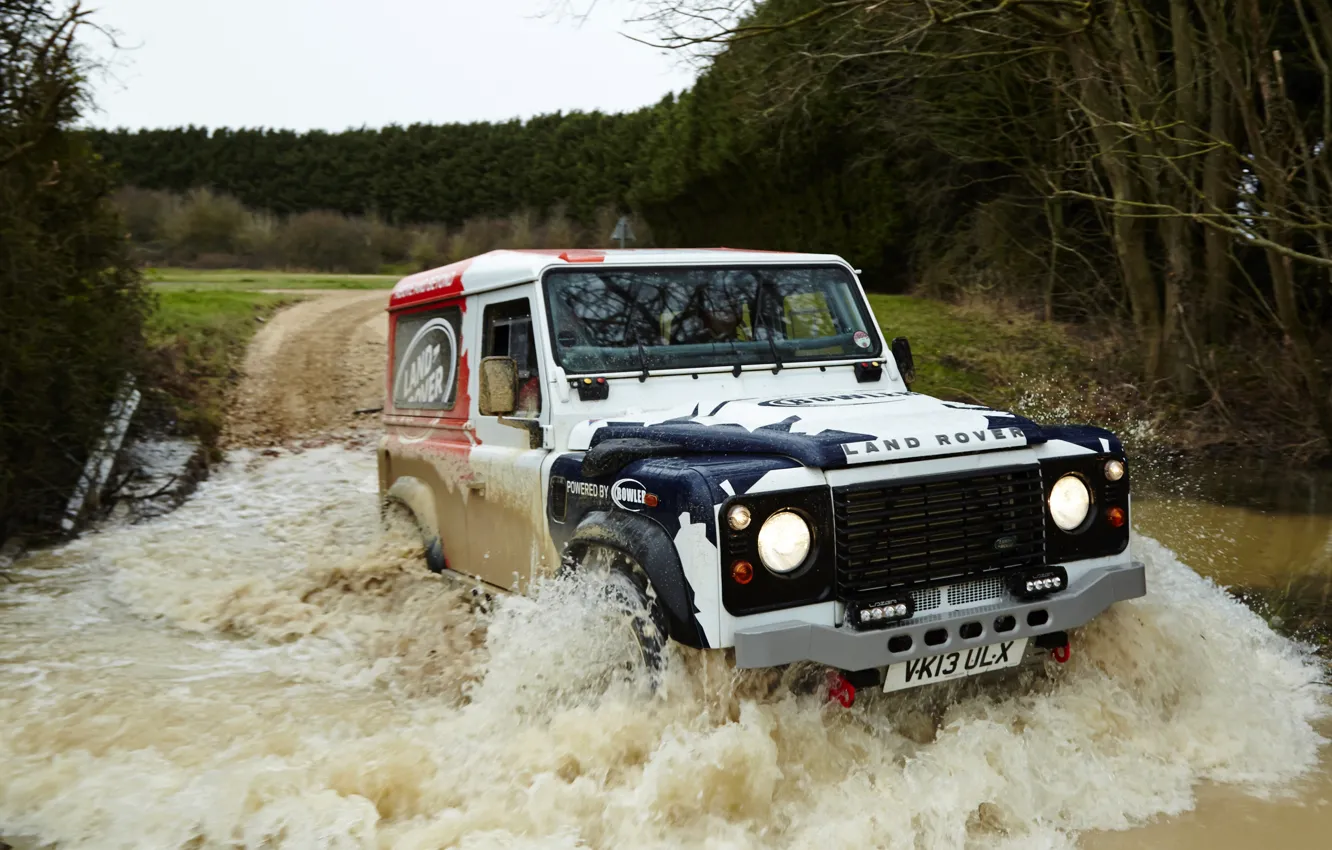 Photo wallpaper water, Land Rover, Defender, 2013, 2014, Challenge, Bowler