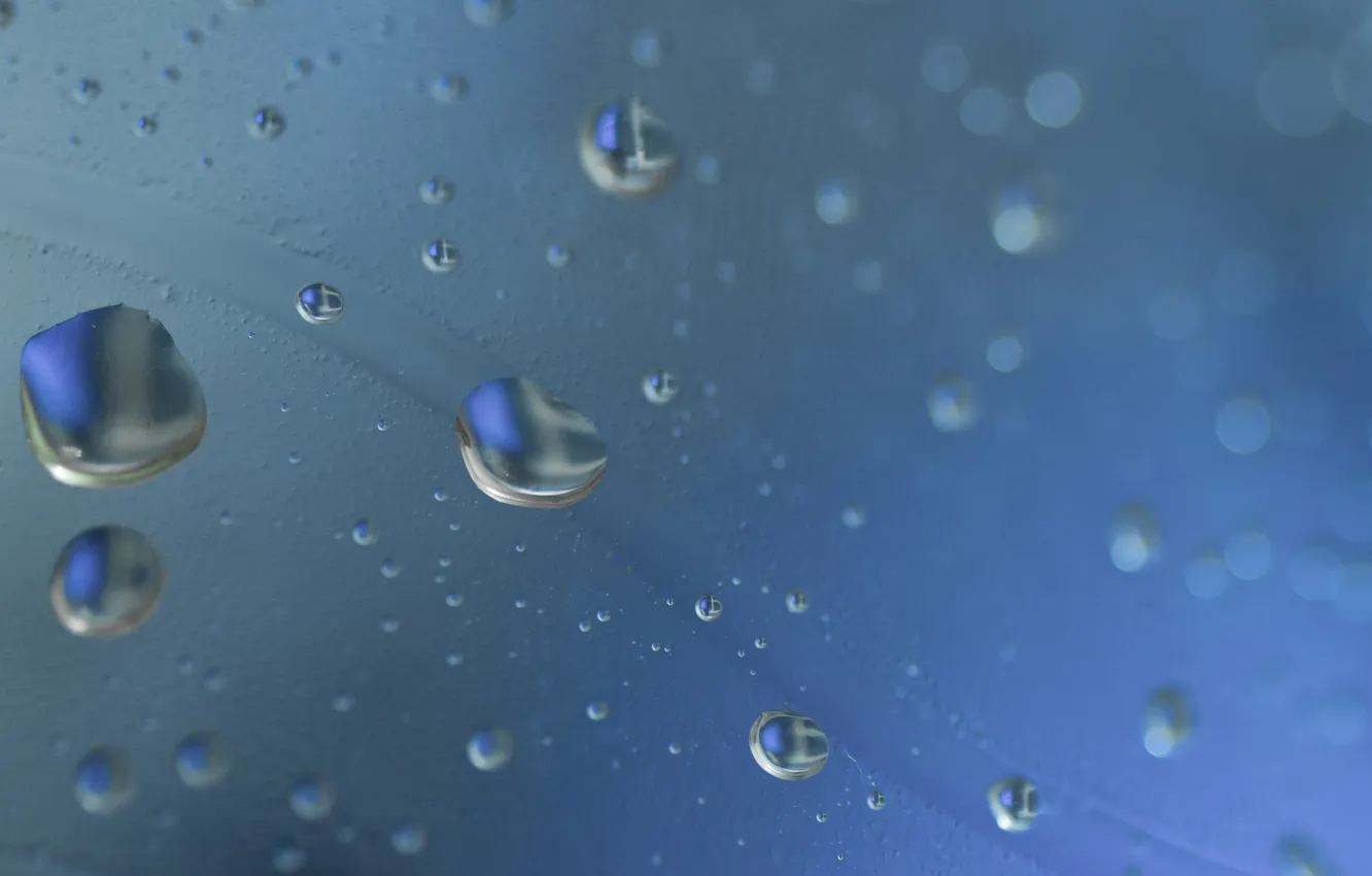 Photo wallpaper water, drops, blue, bottle